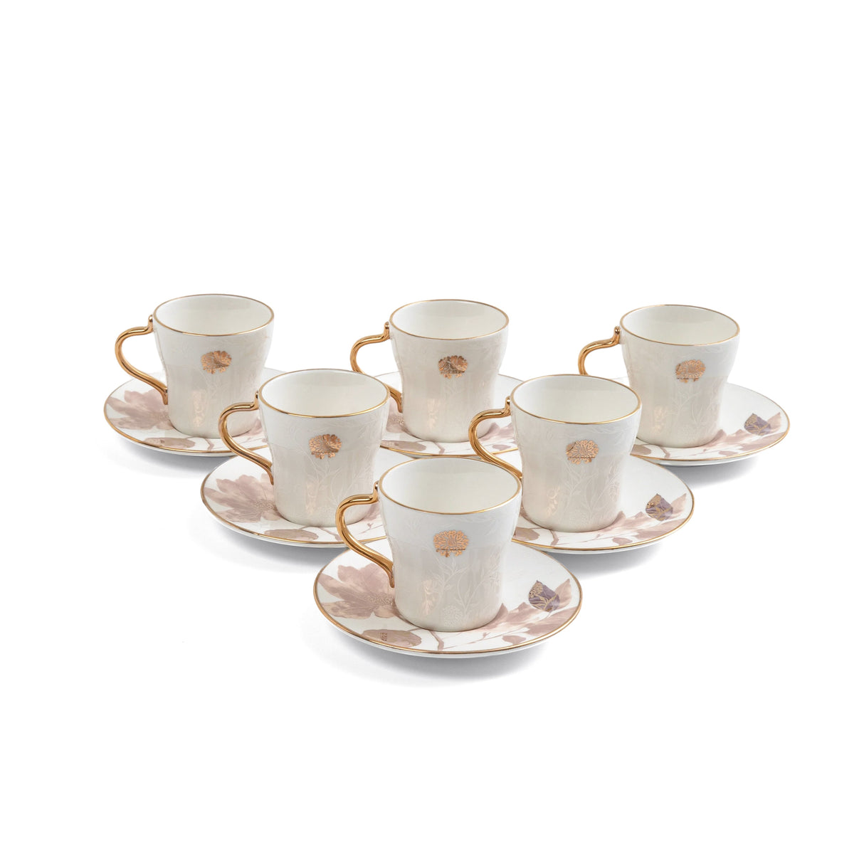 Marisella - Cappuccino Set (12-Pc) - Pink & Gold