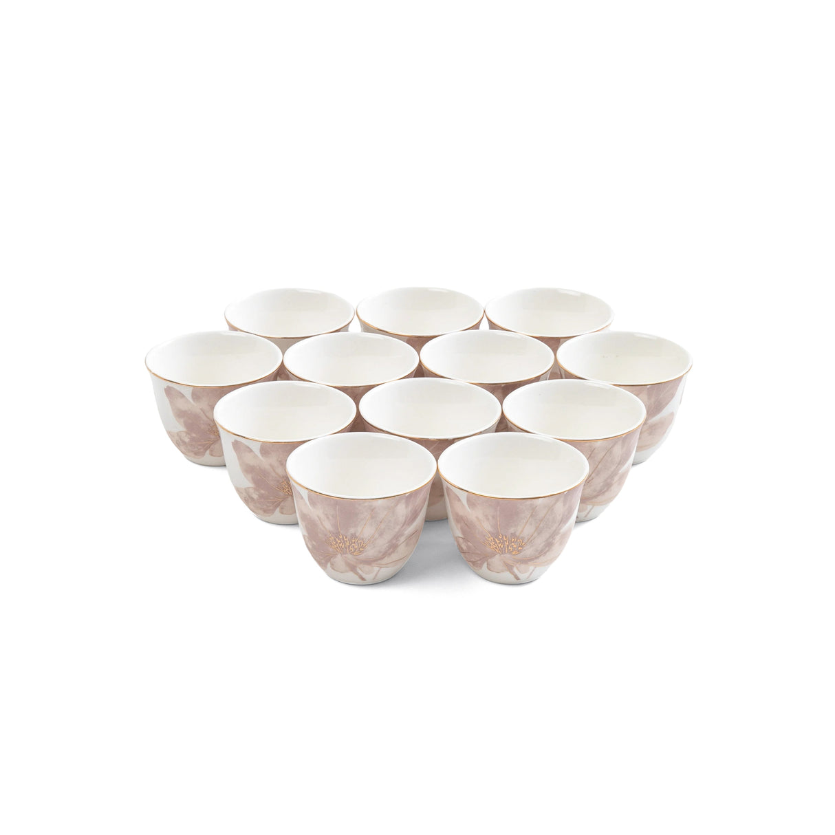 Marisella - Arabic Coffee Cups Set (12-Pc) - Pink & Gold