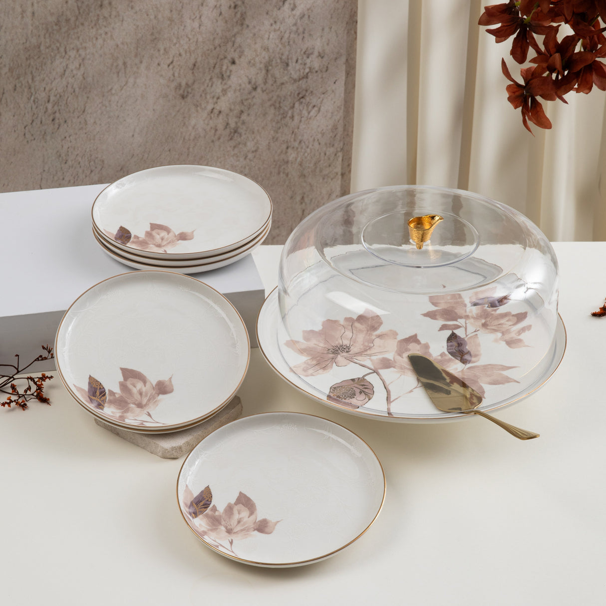 Marisella - Cake Set (9-Pc) - Pink & Gold