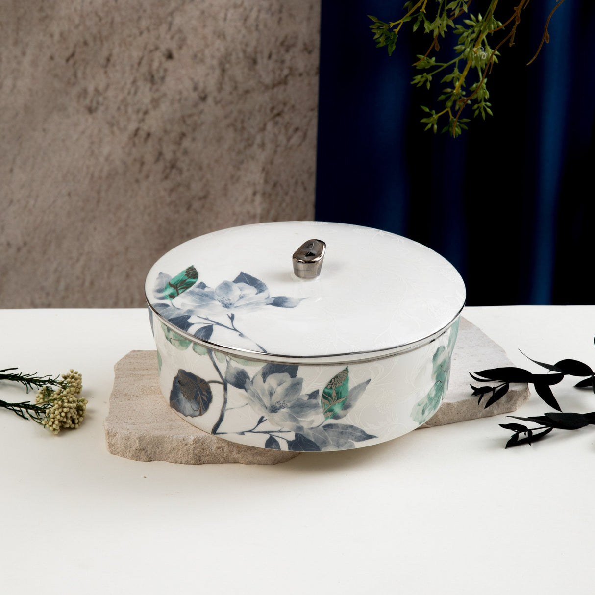 Marisella - Medium Decorative Canister - Blue & Silver