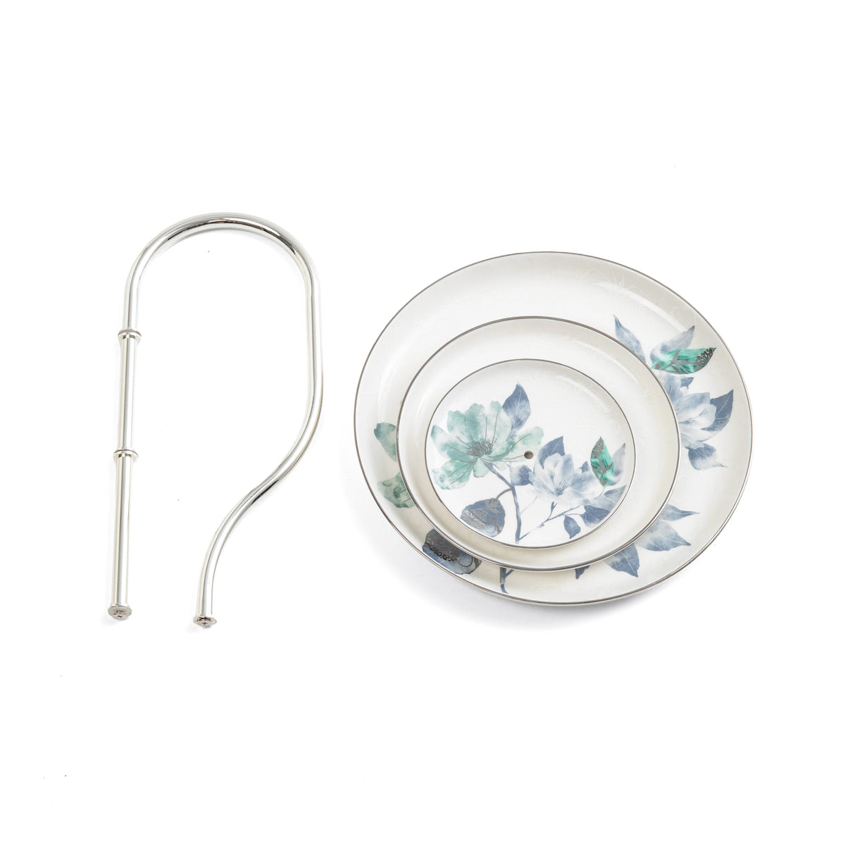 Marisella - 3 Tier Plate - Blue & Silver