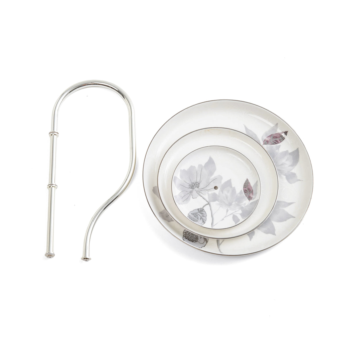 Marisella - 3 Tier Plate - Grey & Silver