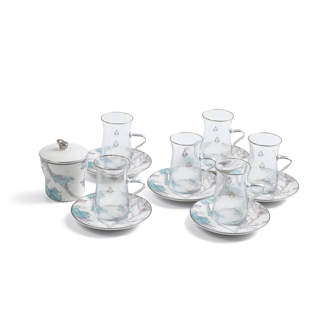 Khuzama - Tea Set (13-Pc) - Blue & Silver