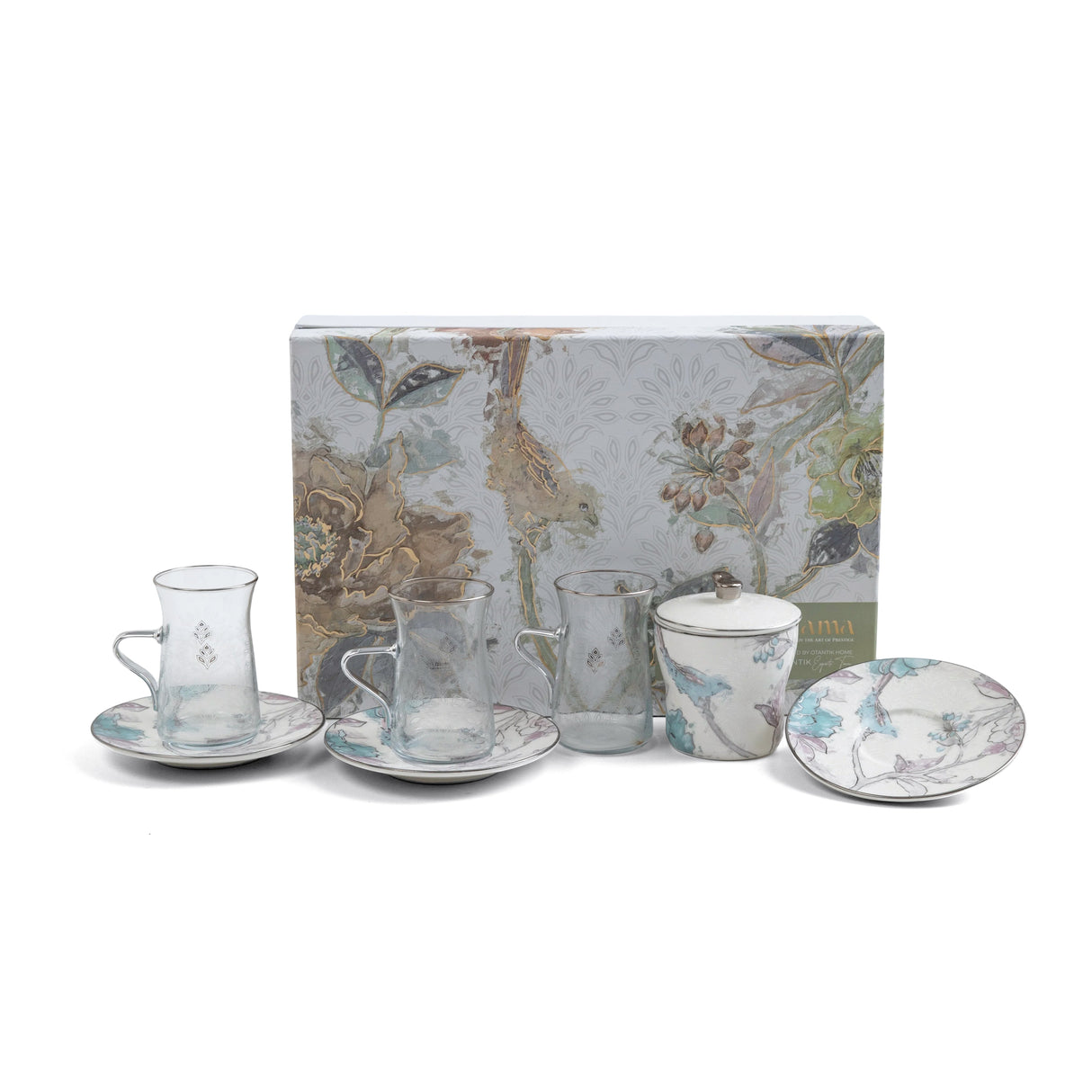 Khuzama - Tea Set (13-Pc) - Blue & Silver