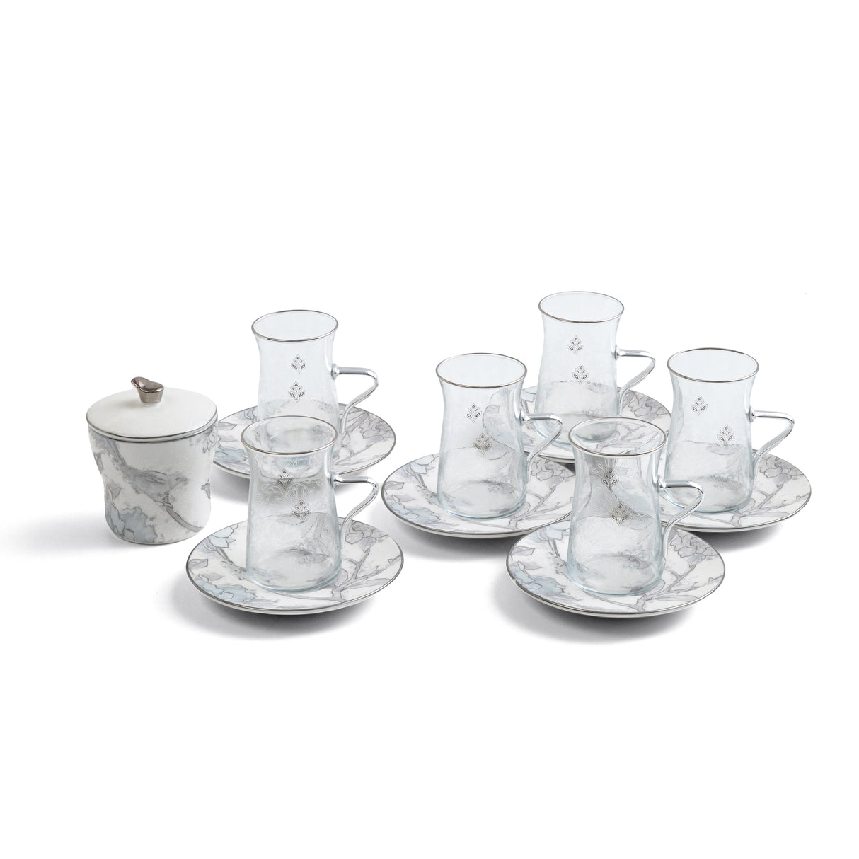 Khuzama - Tea Set (13-Pc) - Grey & Silver