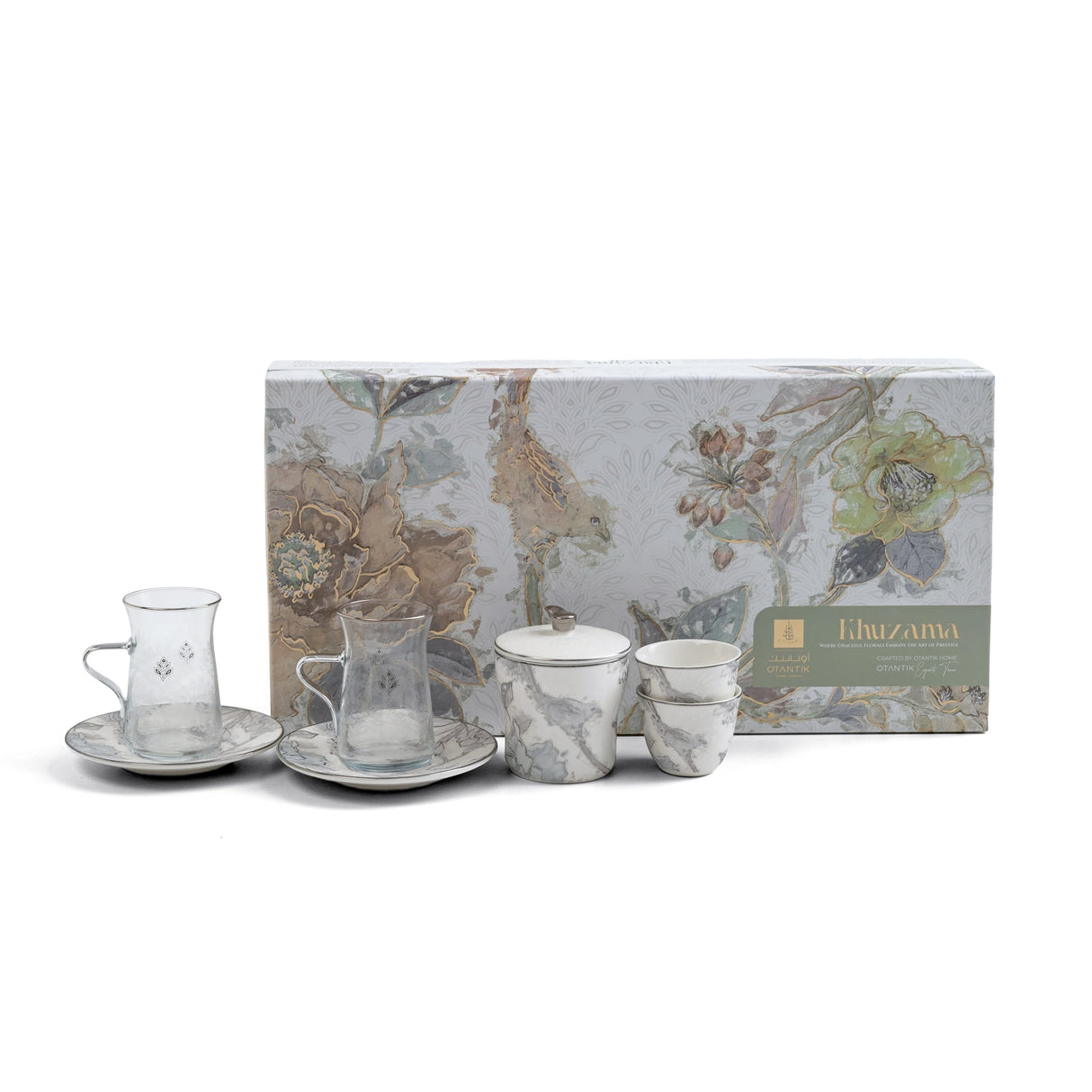 Khuzama - Tea Set (19-Pc) - Grey & Silver