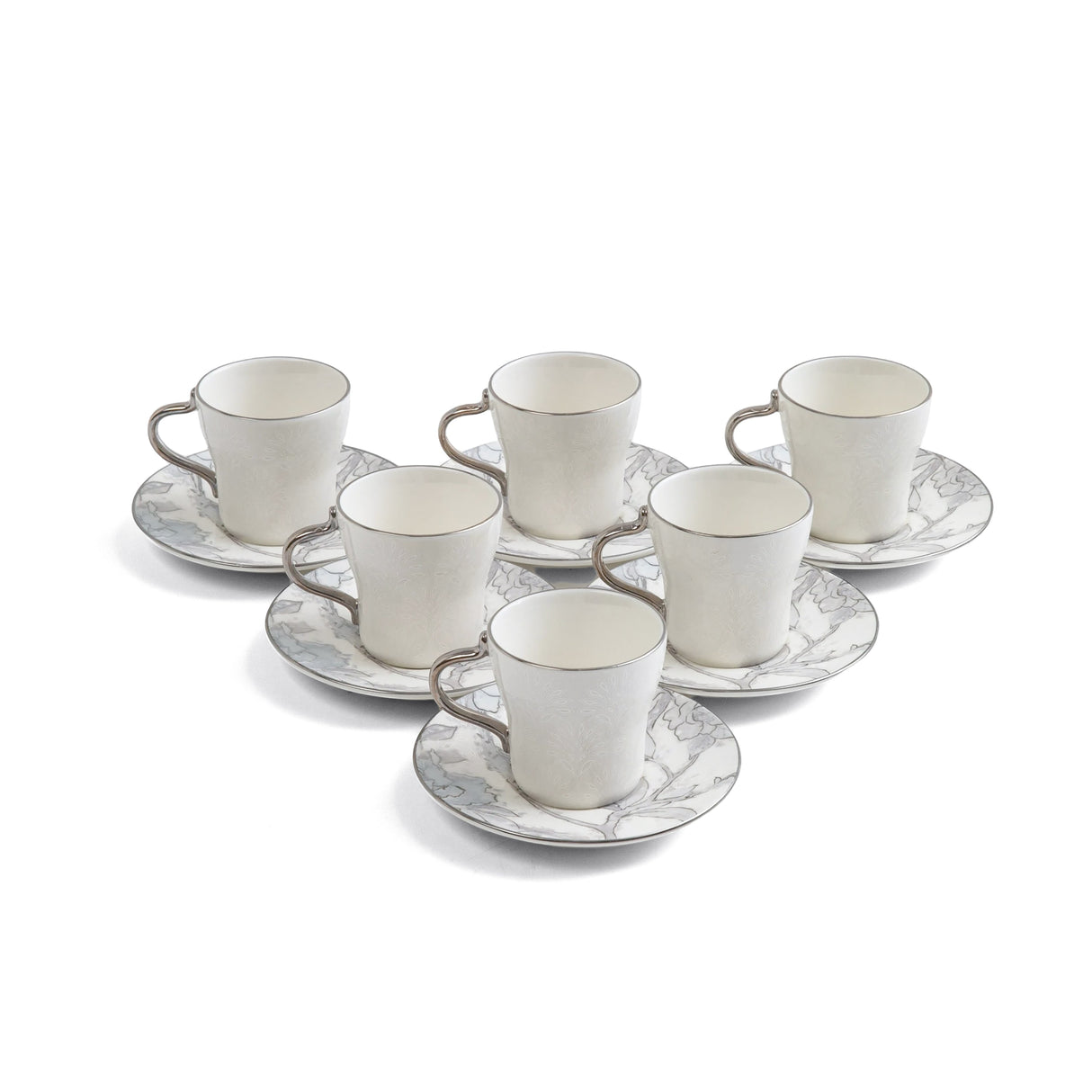 Khuzama - Espresso/Turkish Coffee Set (12-Pc) - Grey & Silver