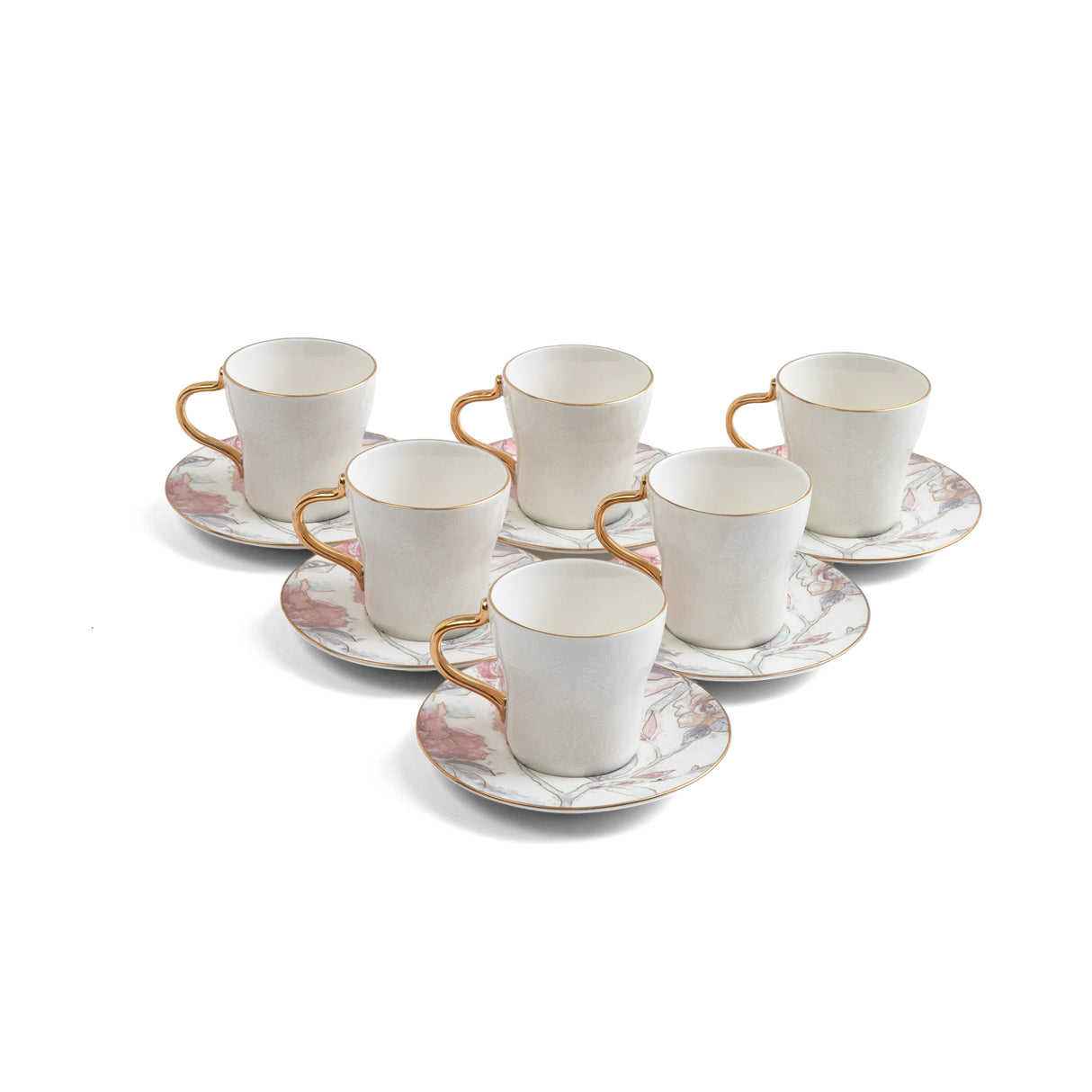 Khuzama - Espresso/Turkish Coffee Set (12-Pc) - Pink & Gold