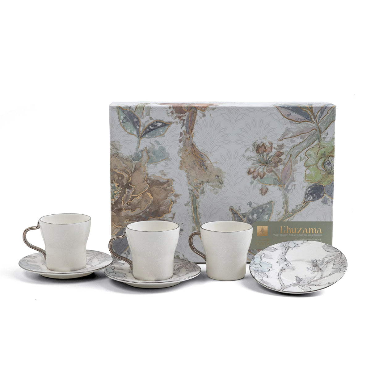 Khuzama - Cappuccino Set (12-Pc) - Grey & Silver