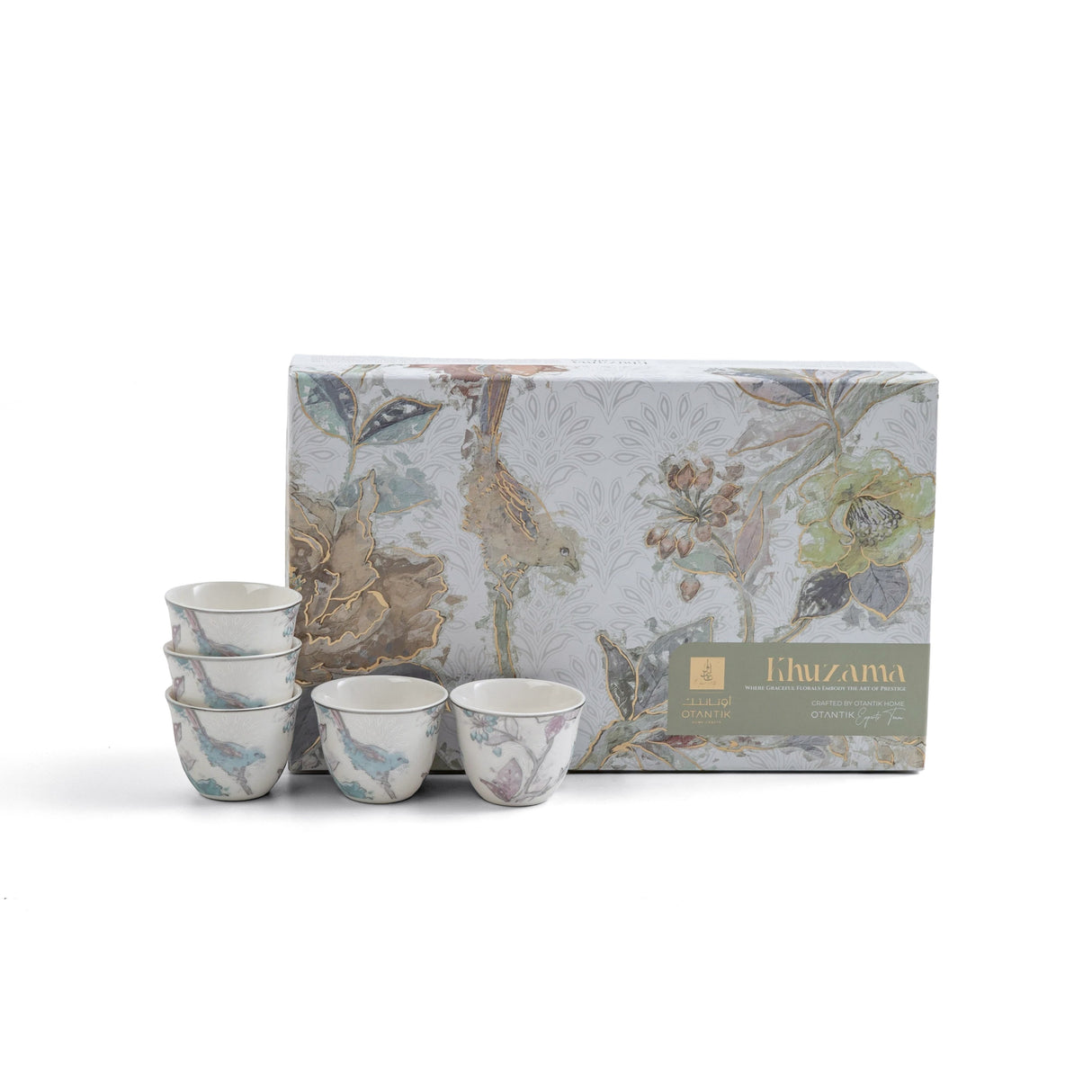 Khuzama - Arabic Coffee Cups Set (12-Pc) - Blue & Silver