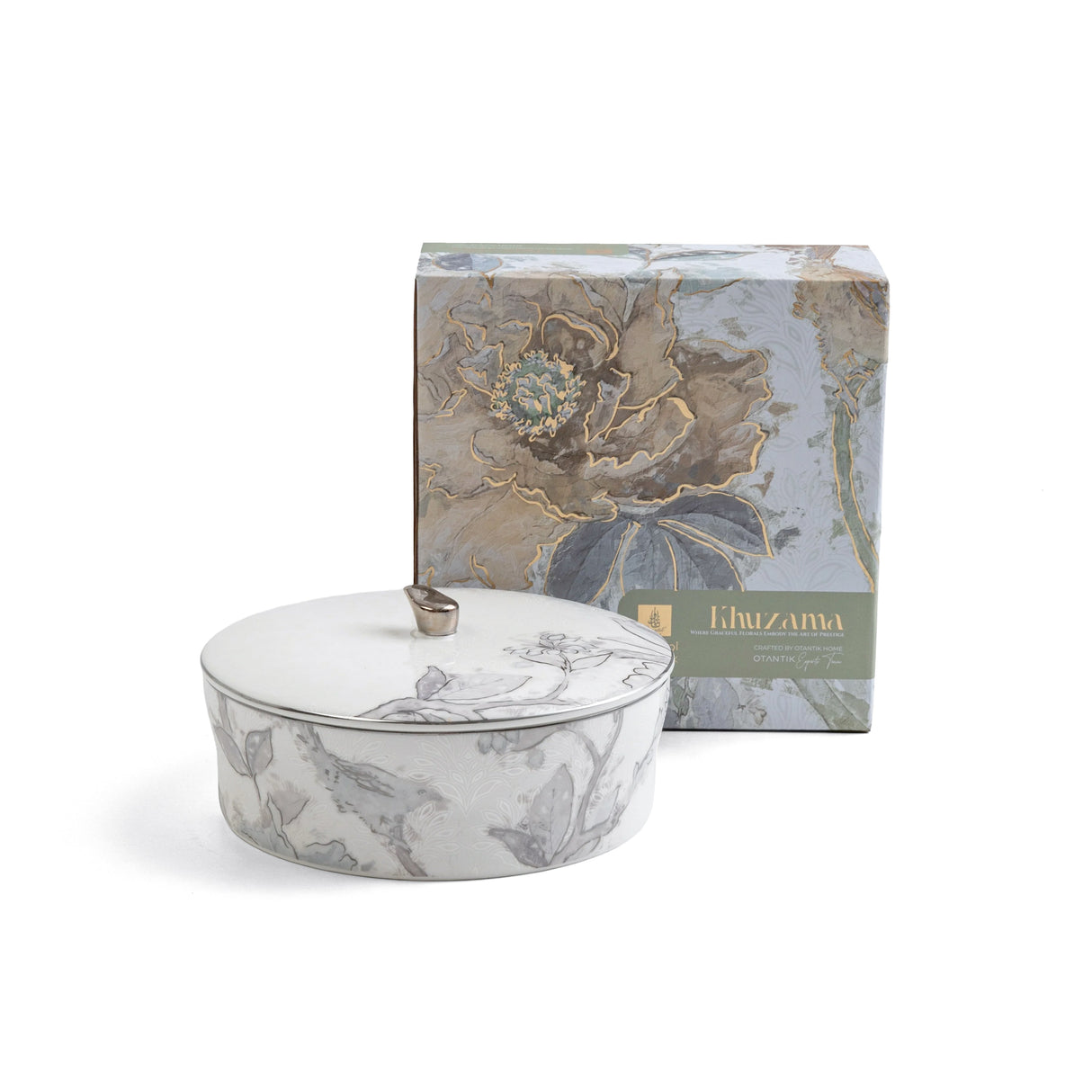 Khuzama - Medium Decorative Canister - Grey & Silver