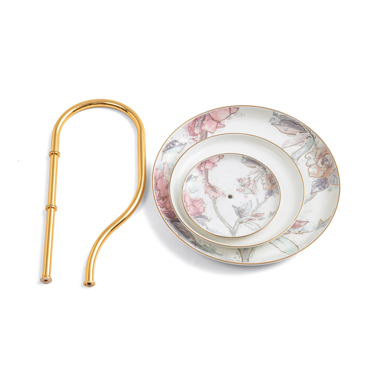 Khuzama - 3 Tier Plate - Pink & Gold