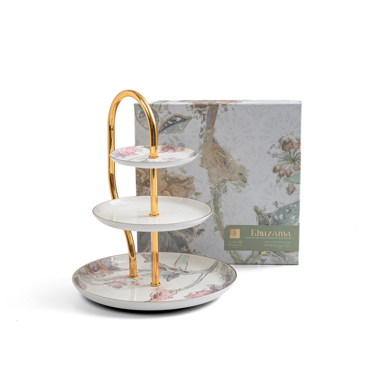 Khuzama - 3 Tier Plate - Pink & Gold