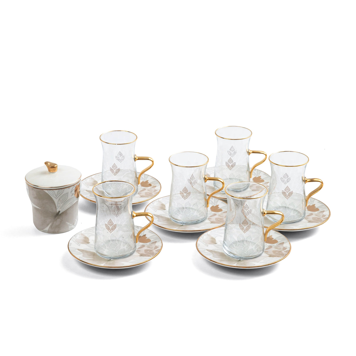 Veloura - Tea Set (13-Pc) - Brown & Gold