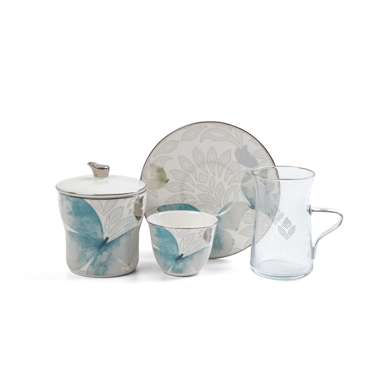 Veloura - Tea Set (19-Pc) - Blue & Silver