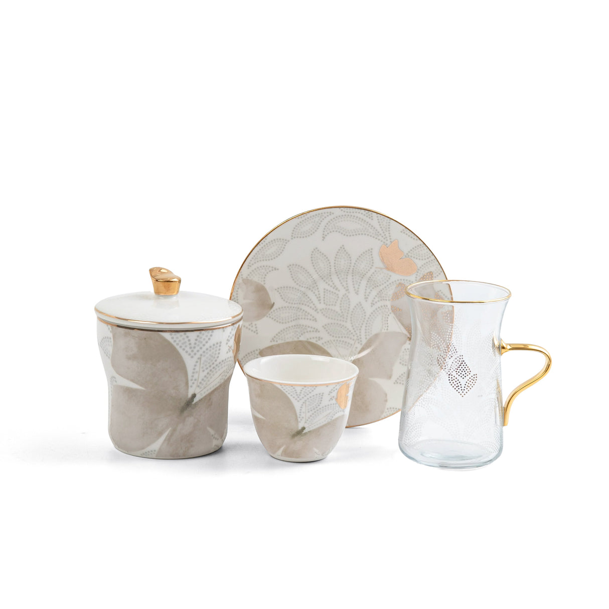 Veloura - Tea Set (19-Pc) - Brown & Gold