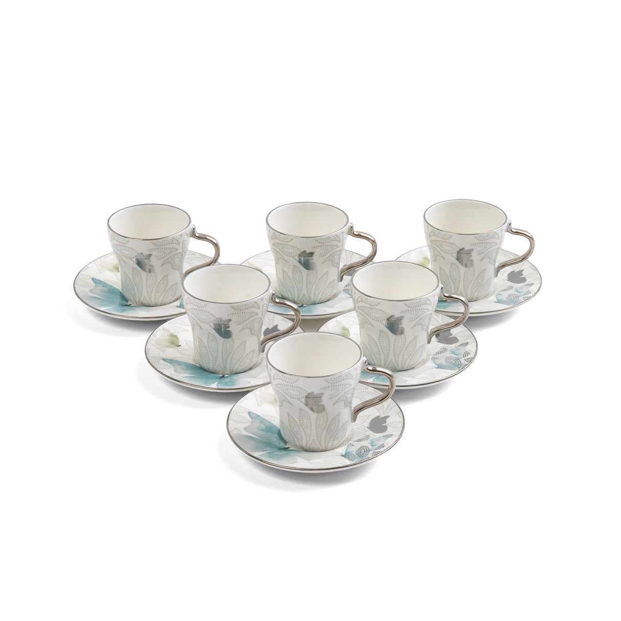 Veloura - Espresso/Turkish Coffee Set (12-Pc) - Blue & Silver