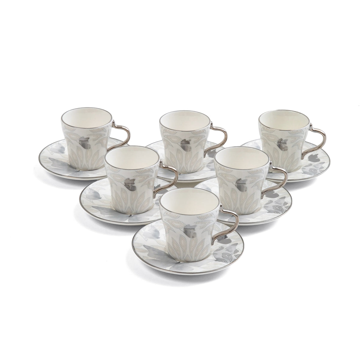 Veloura - Cappuccino Set (12-Pc) - Grey & Silver