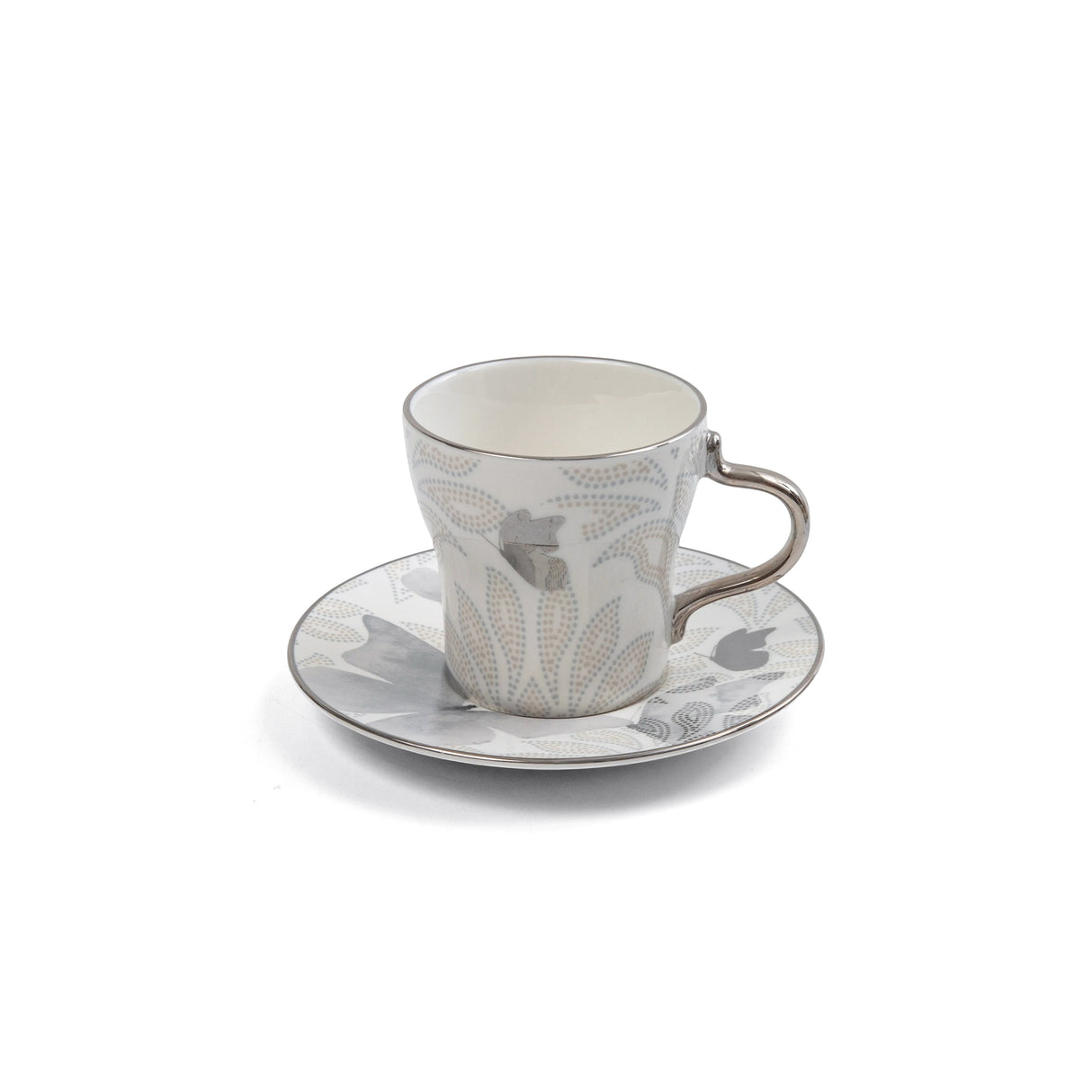 Veloura - Cappuccino Set (12-Pc) - Grey & Silver
