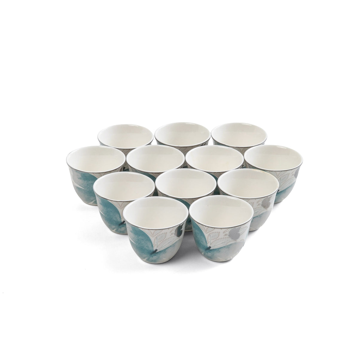Veloura - Arabic Coffee Cups Set (12-Pc) - Blue & Silver