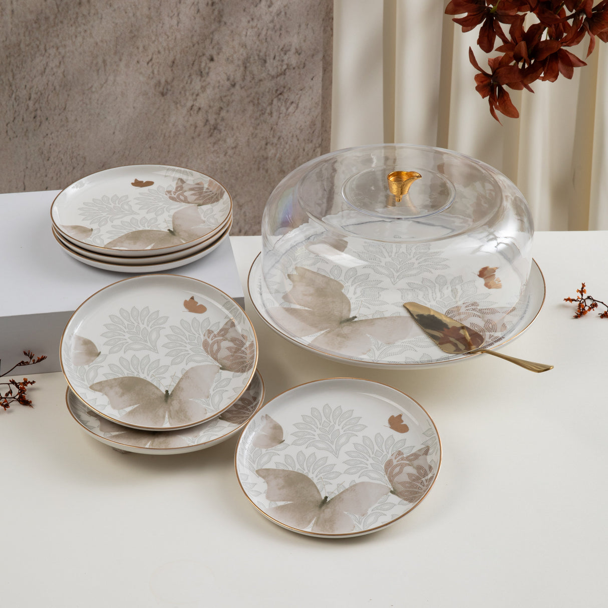 Veloura - Cake Set (9-Pc) - Brown & Gold