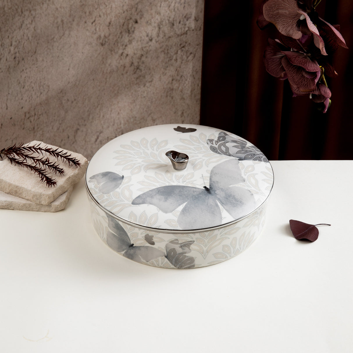 Veloura - Large Decorative Canister - Grey & Silver