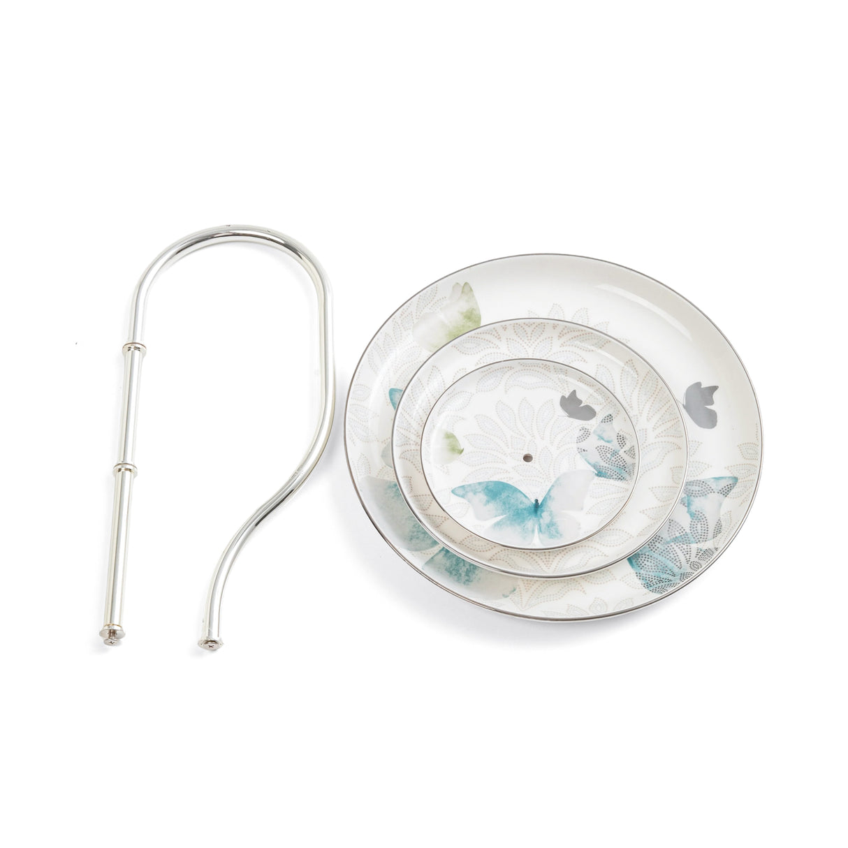 Veloura - 3 Tier Plate - Blue & Silver