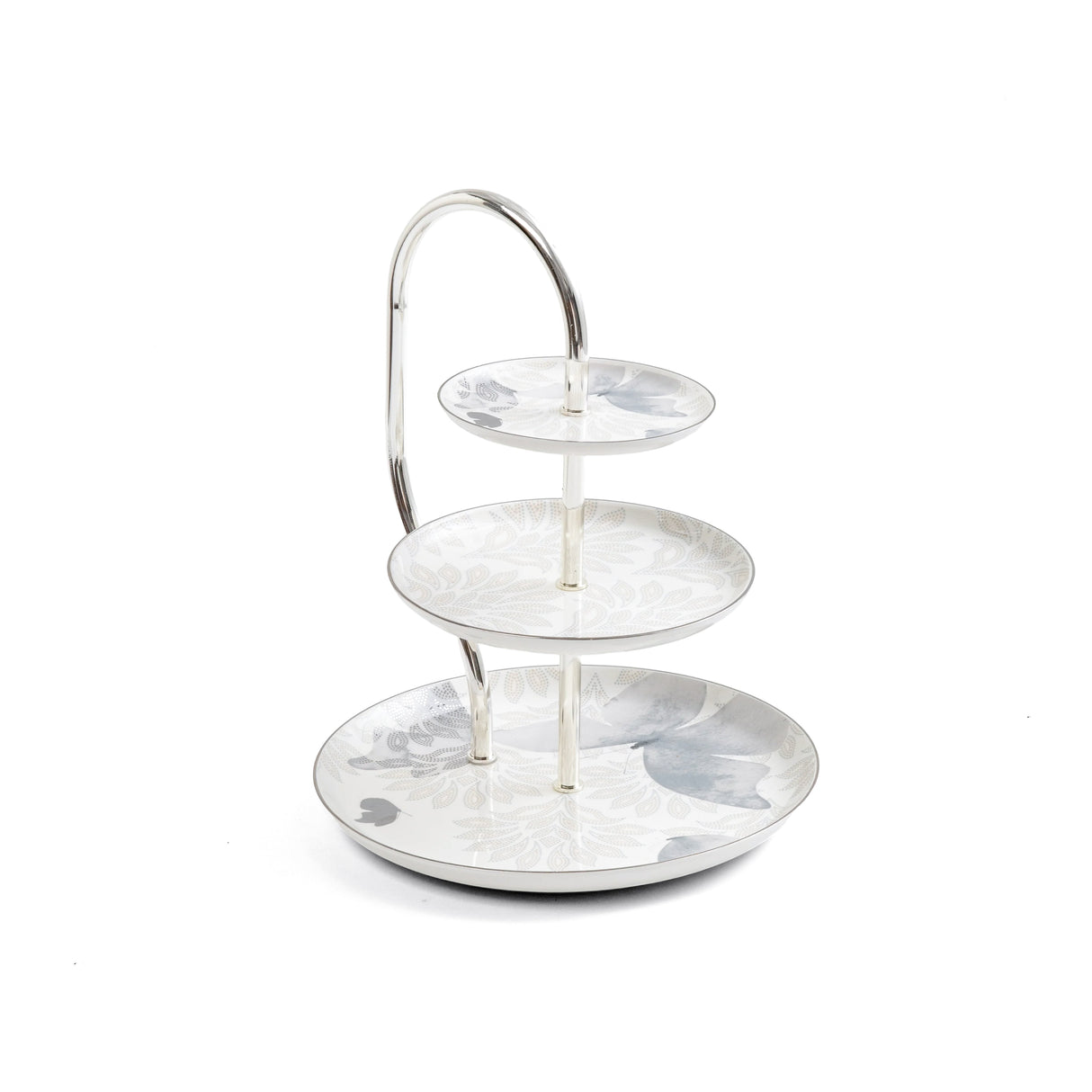 Veloura - 3 Tier Plate - Grey & Silver