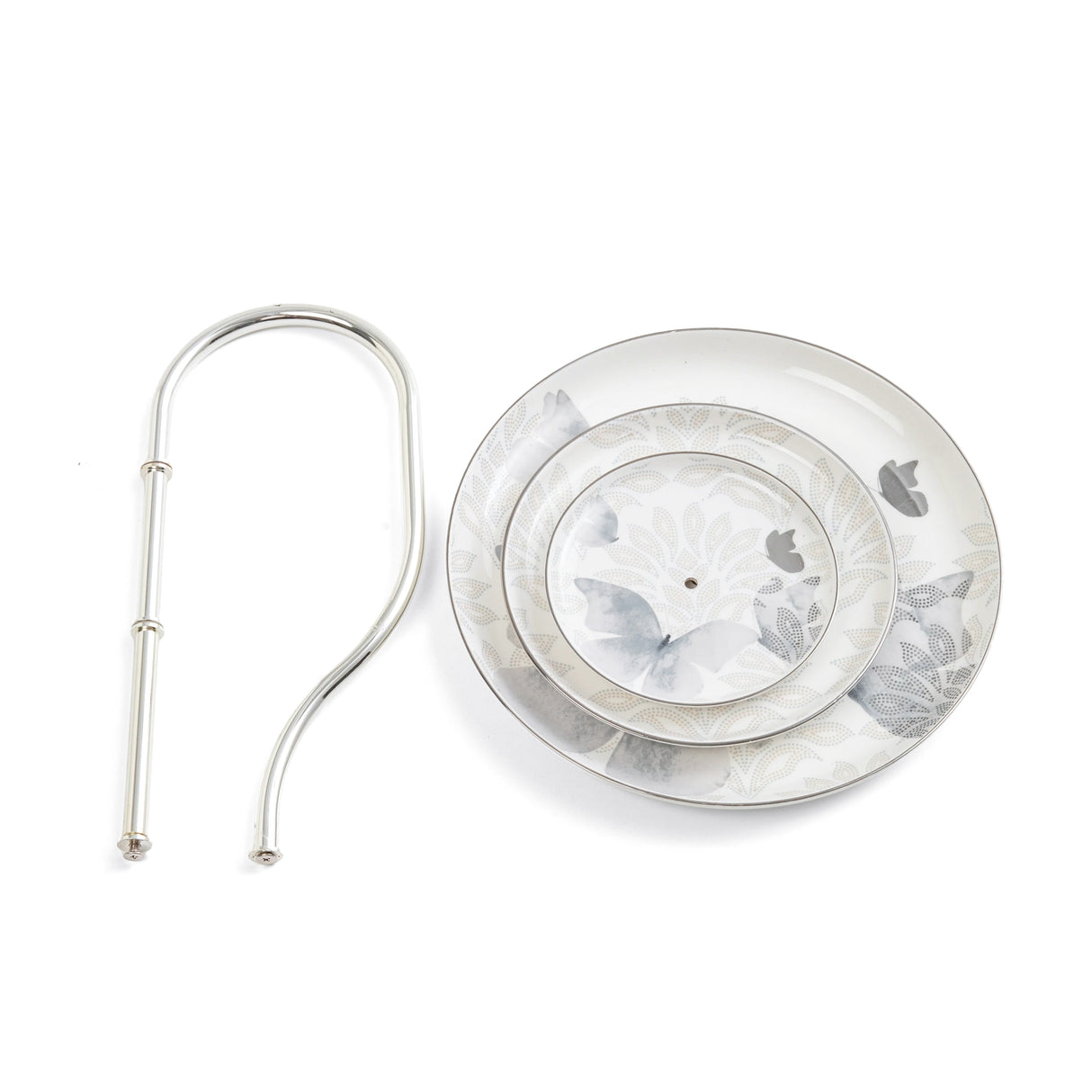 Veloura - 3 Tier Plate - Grey & Silver