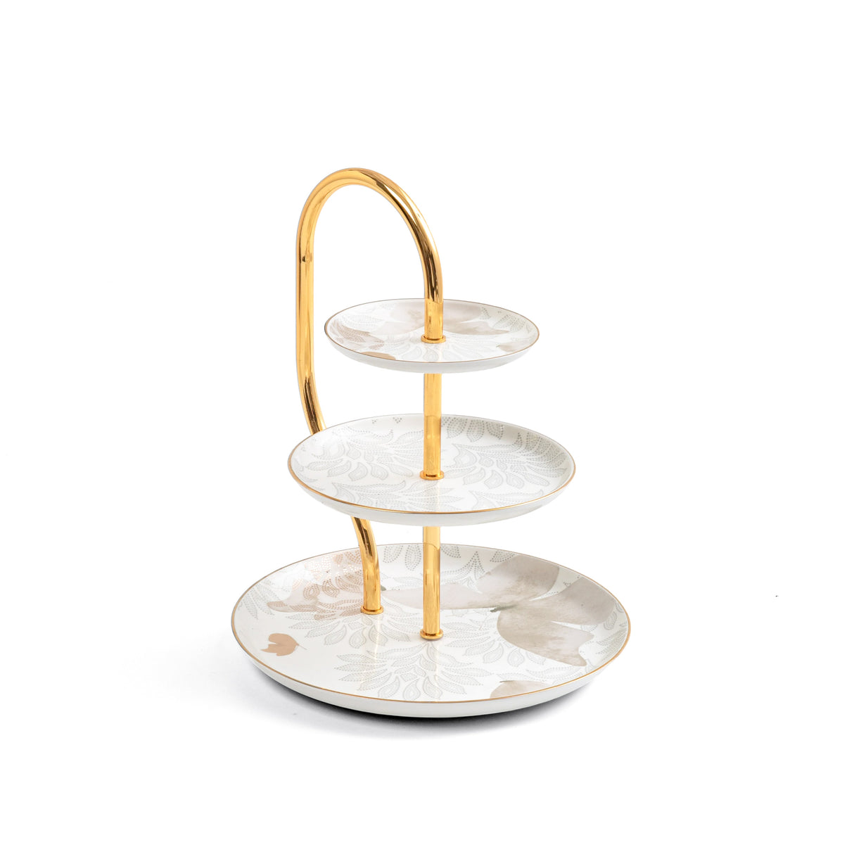 Veloura - 3 Tier Plate - Brown & Gold