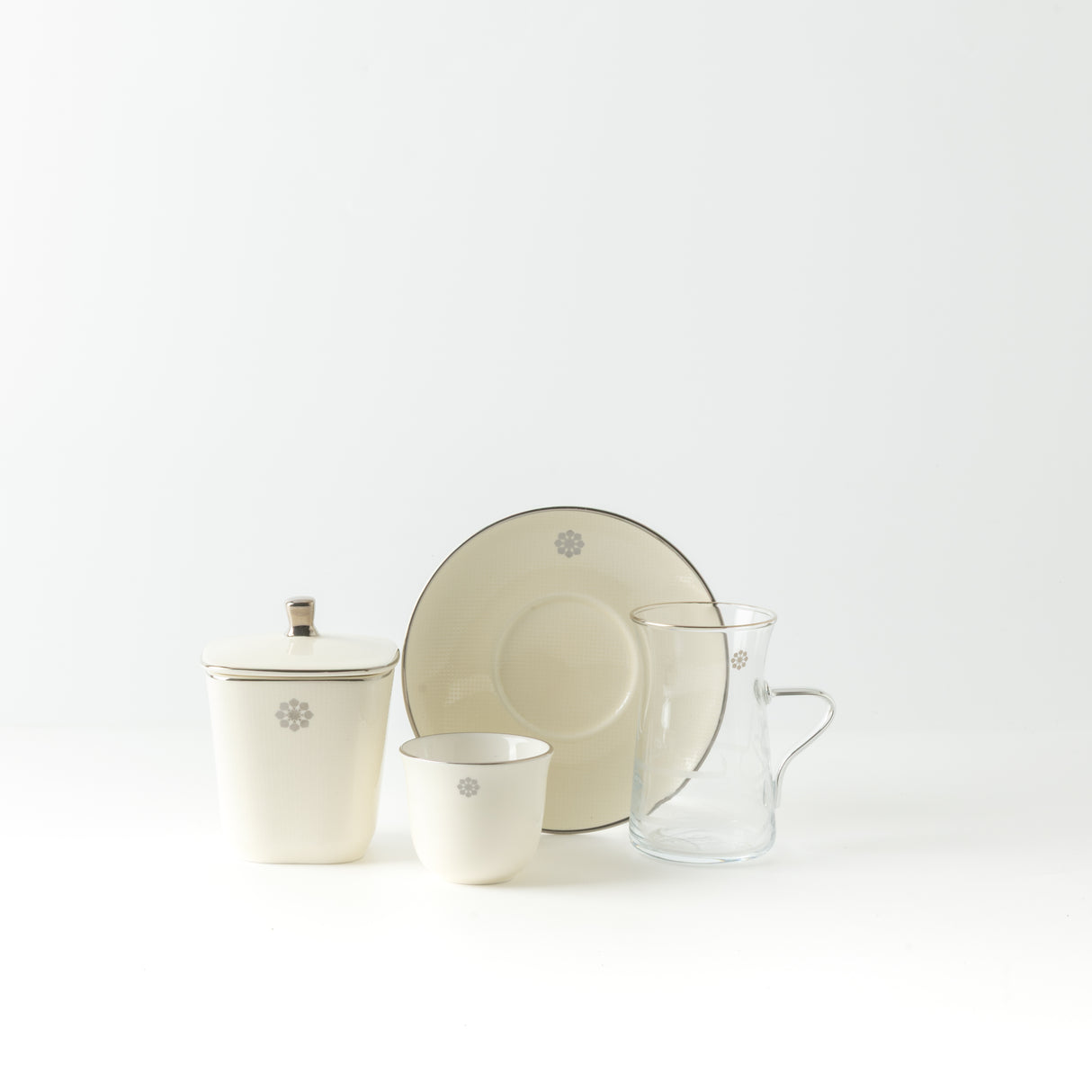 Mirral - Tea Set (19-Pc) - White & Silver