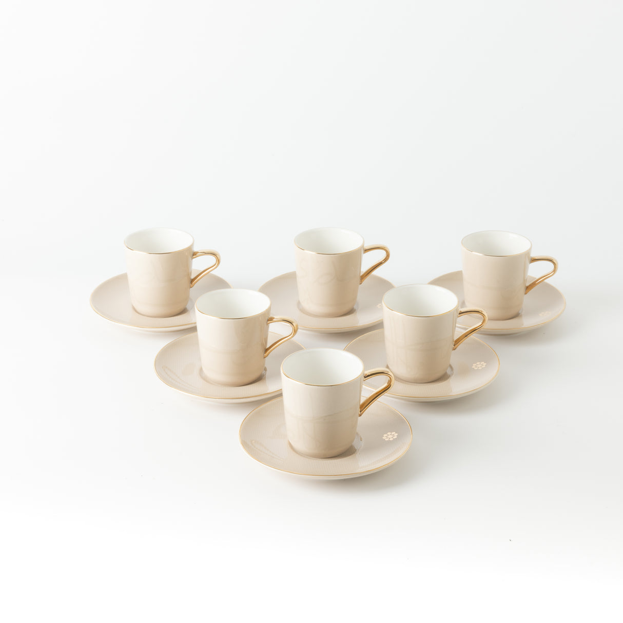 Mirral - Espresso/Turkish Coffee Set (12-Pc) - Beige & Gold