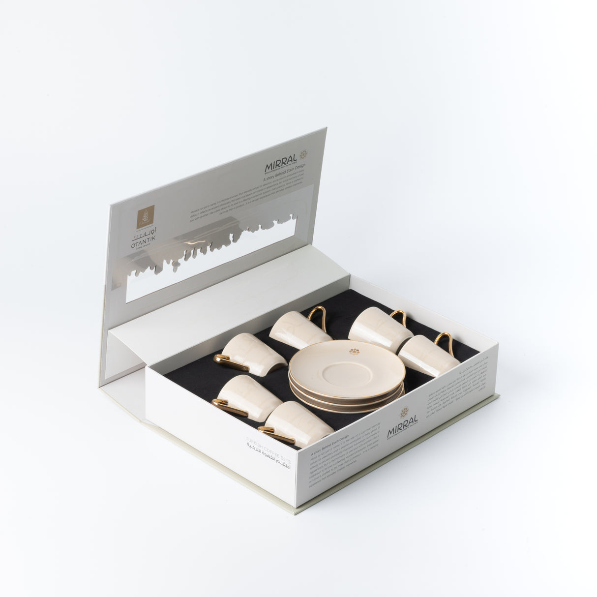 Mirral - Espresso/Turkish Coffee Set (12-Pc) - Beige & Gold