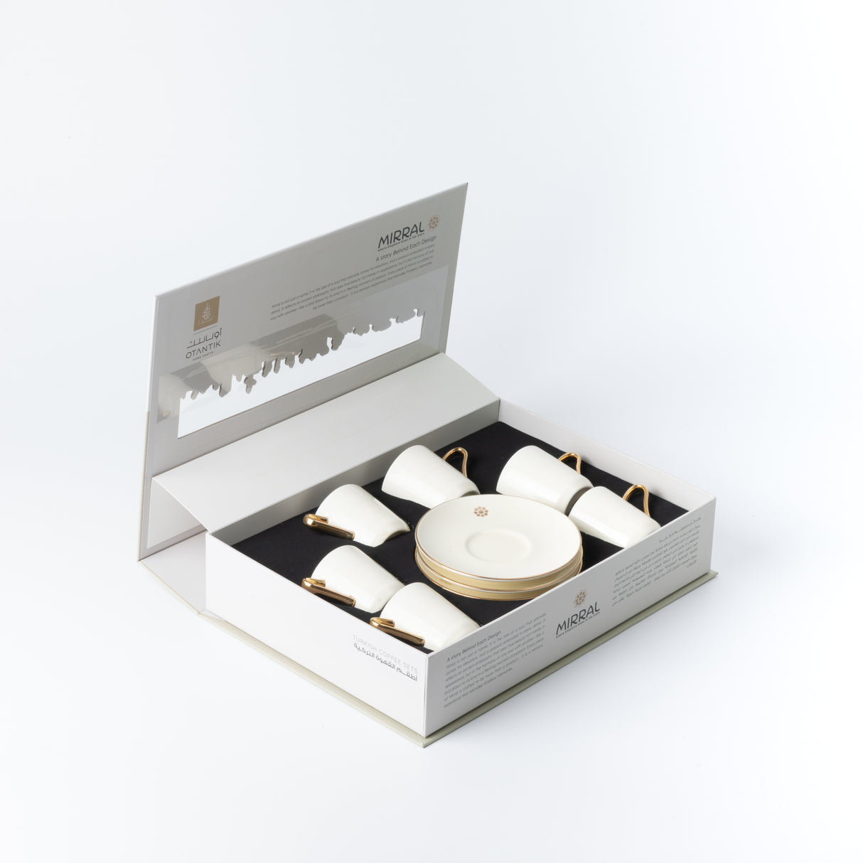 Mirral - Espresso/Turkish Coffee Set (12-Pc) - White & Gold