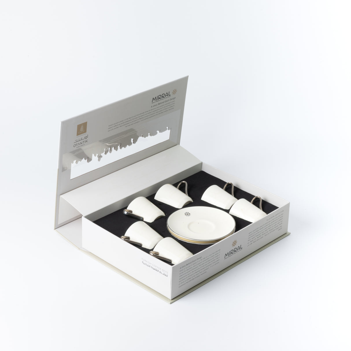 Mirral - Espresso/Turkish Coffee Set (12-Pc) - White & Silver