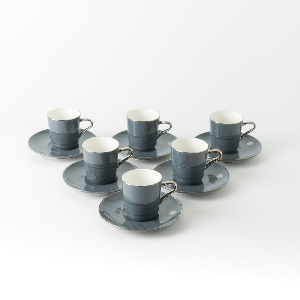 Mirral - Espresso/Turkish Coffee Set (12-Pc) - Dark Blue & Silver