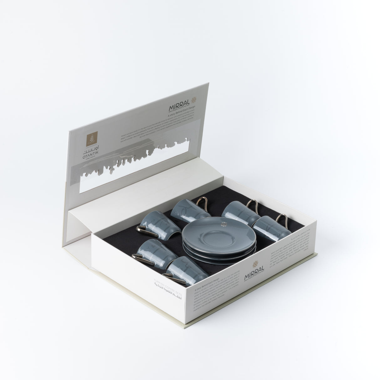 Mirral - Espresso/Turkish Coffee Set (12-Pc) - Dark Blue & Silver