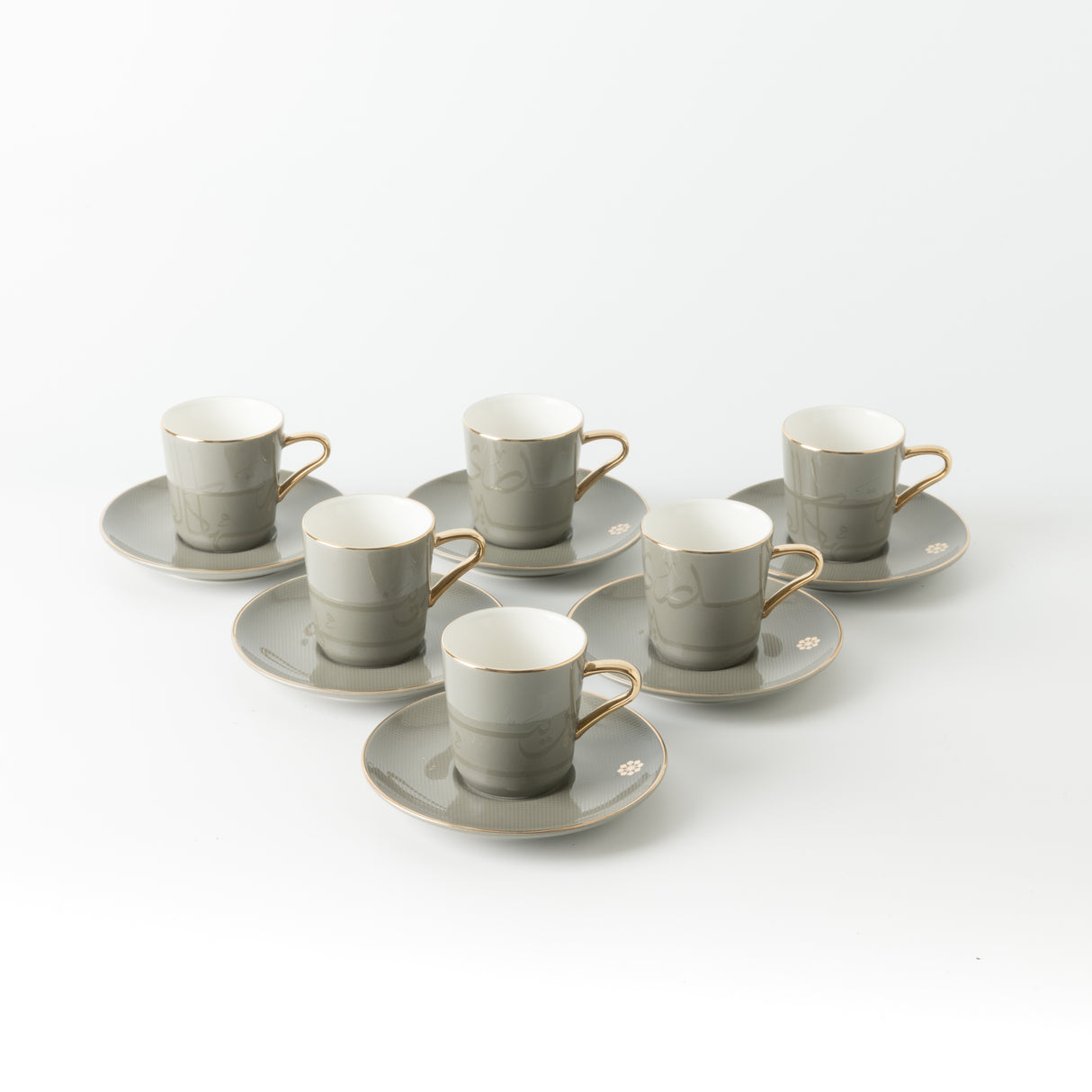 Mirral - Espresso/Turkish Coffee Set (12-Pc) - Grey & Gold