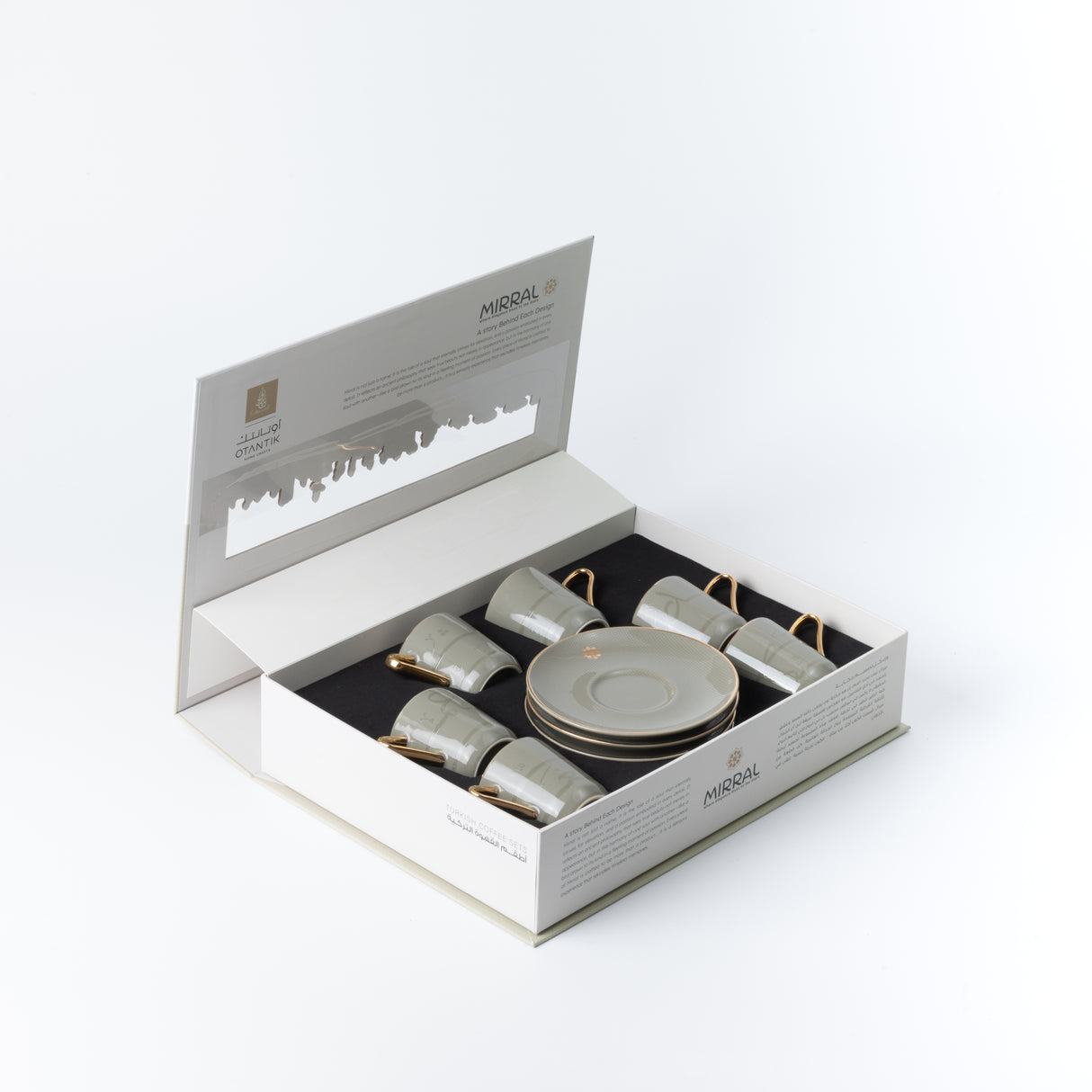 Mirral - Espresso/Turkish Coffee Set (12-Pc) - Grey & Gold