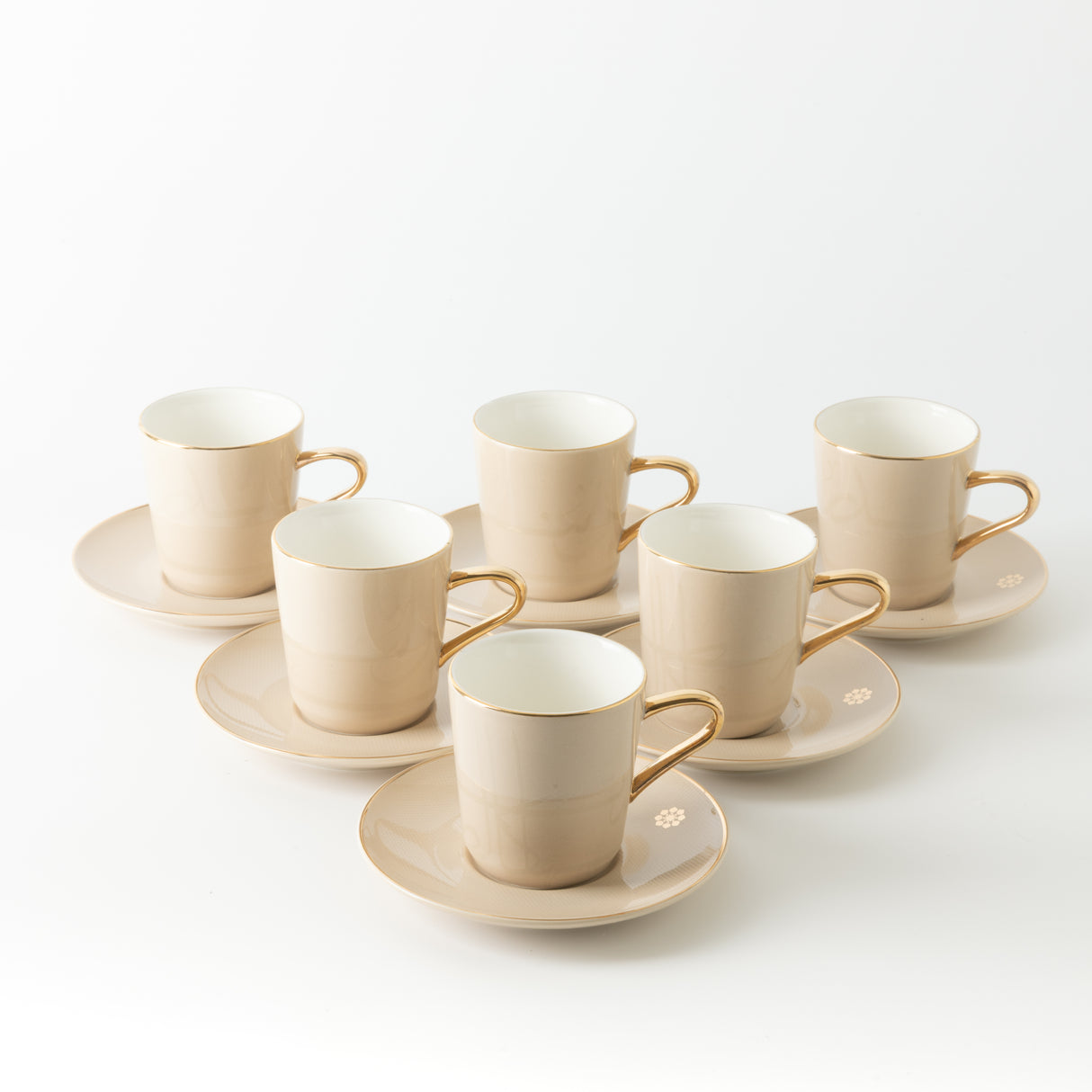 Mirral - Cappuccino Set (12-Pc) - Beige & Gold