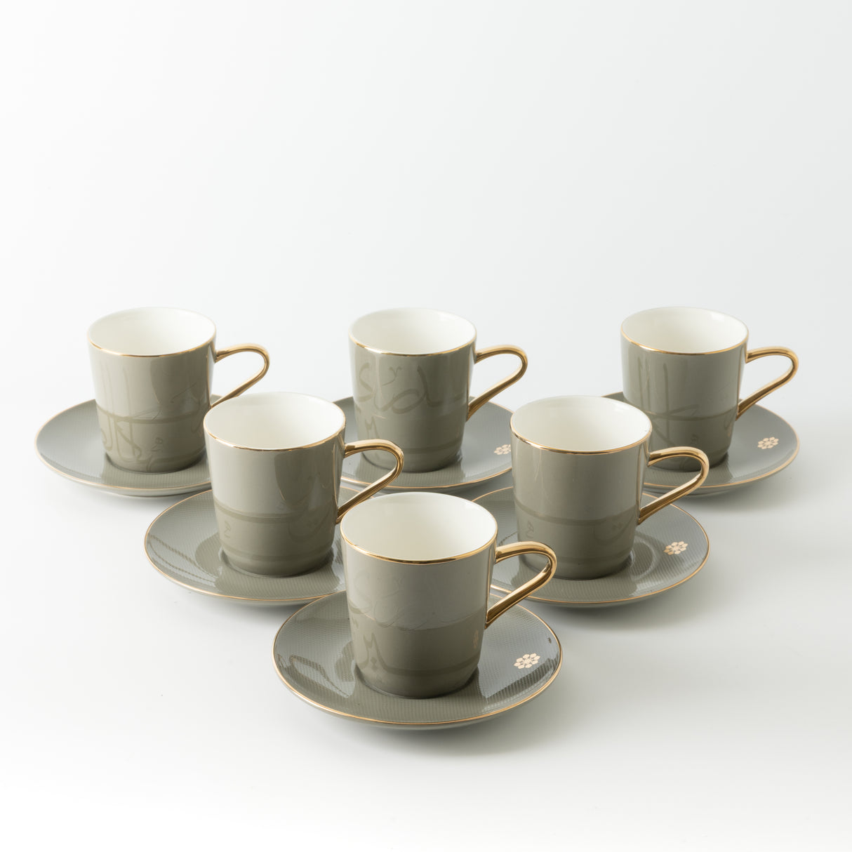 Mirral - Cappuccino Set (12-Pc) - Grey & Gold
