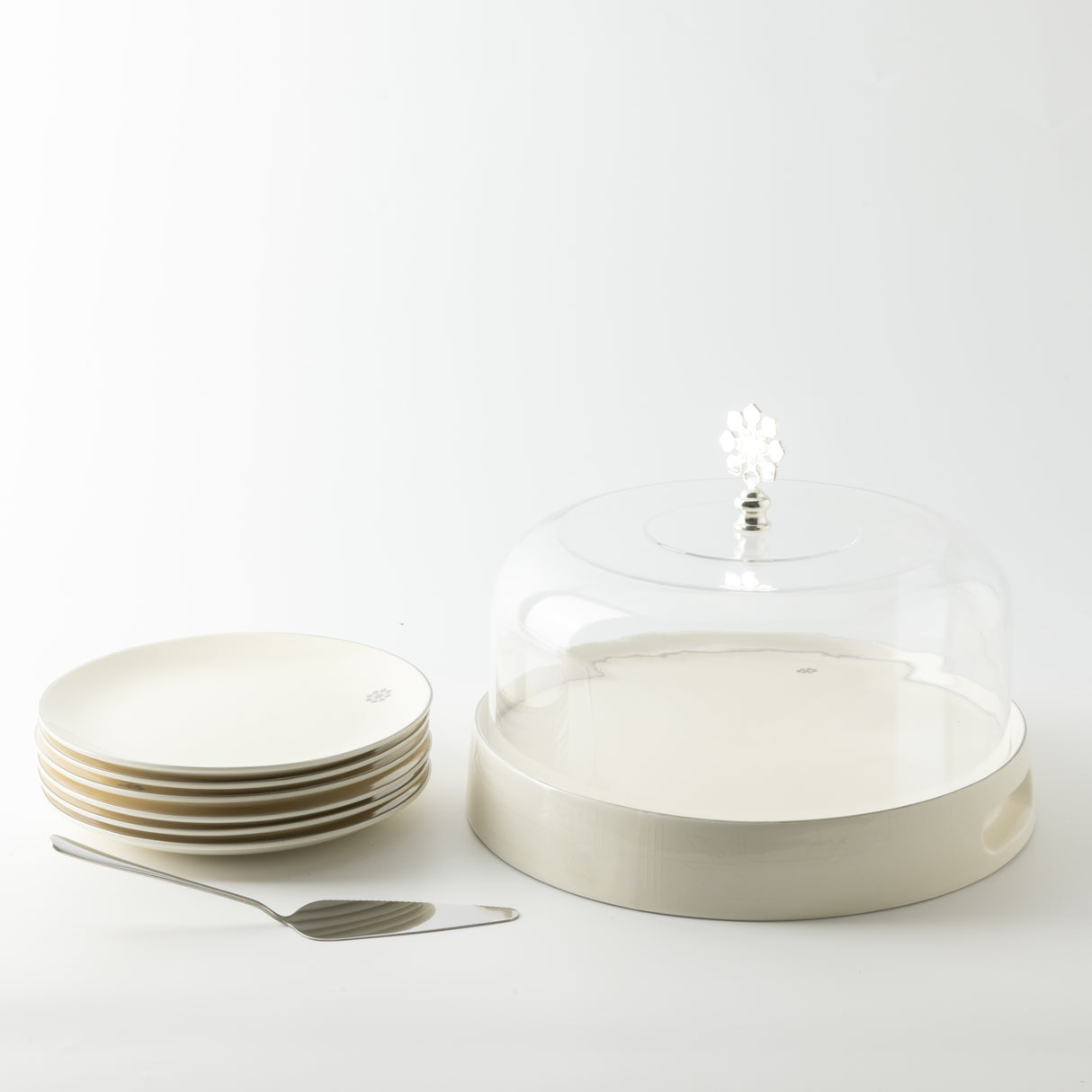 Mirral - Cake Set (9-Pc) - White & Silver