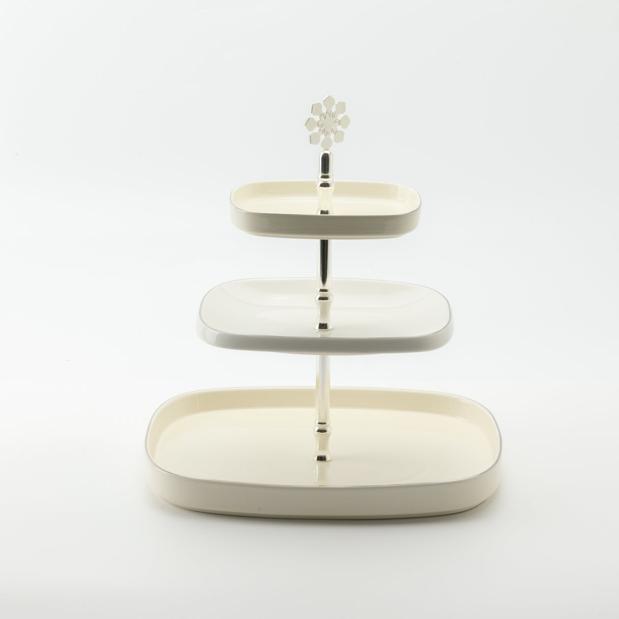 Mirral - 3 Tier Plate - White & Silver