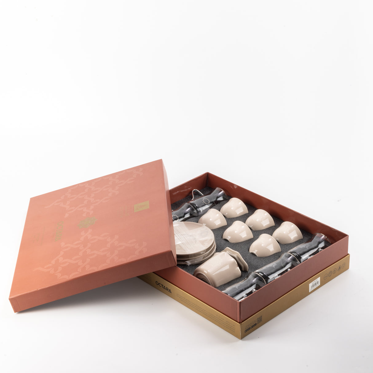 Octara - Tea Set (19-Pc) - Beige & Silver