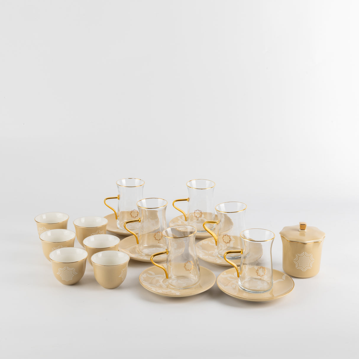 Octara - Tea Set (19-Pc) - Ivory & Gold
