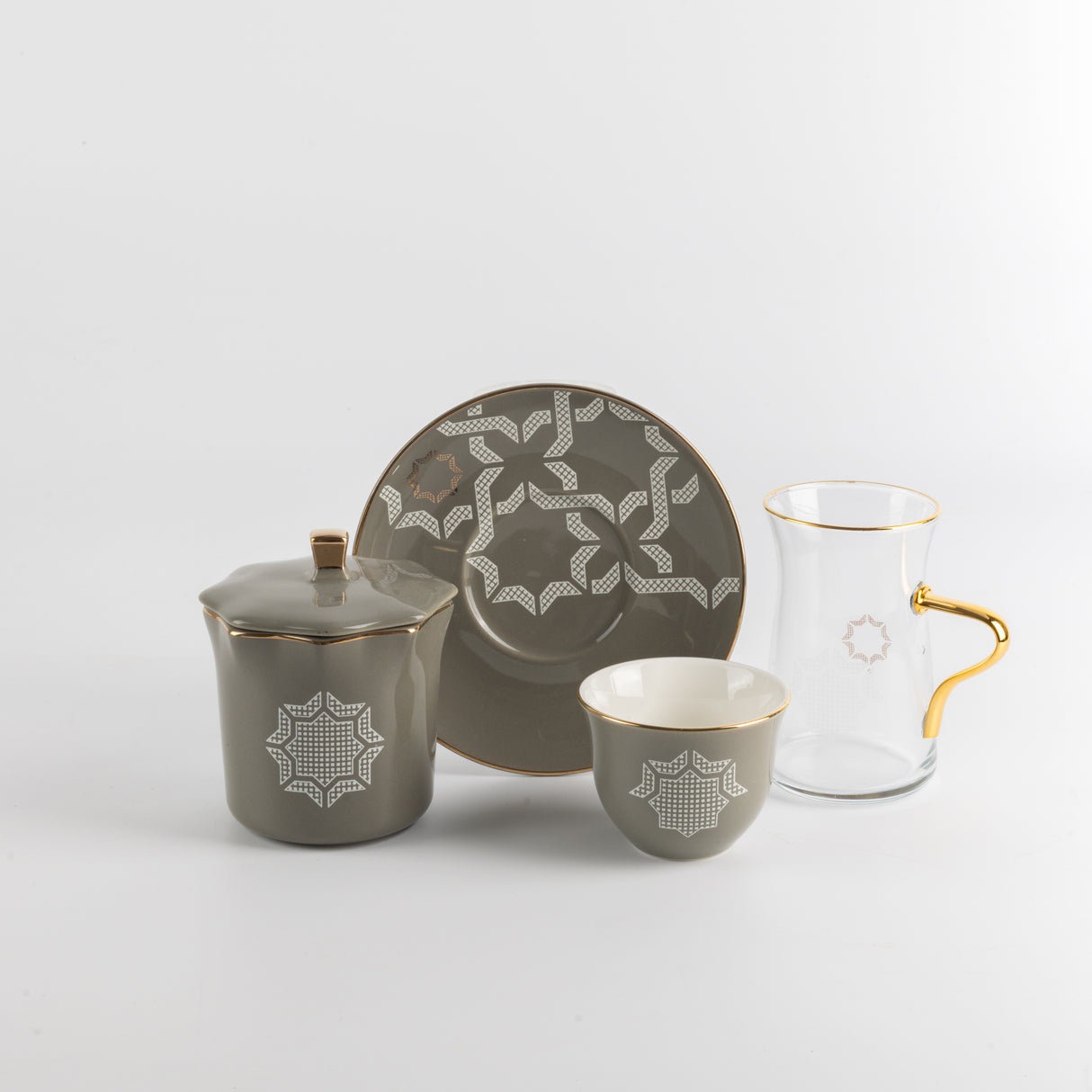 Octara - Tea Set (19-Pc) - Grey & Gold