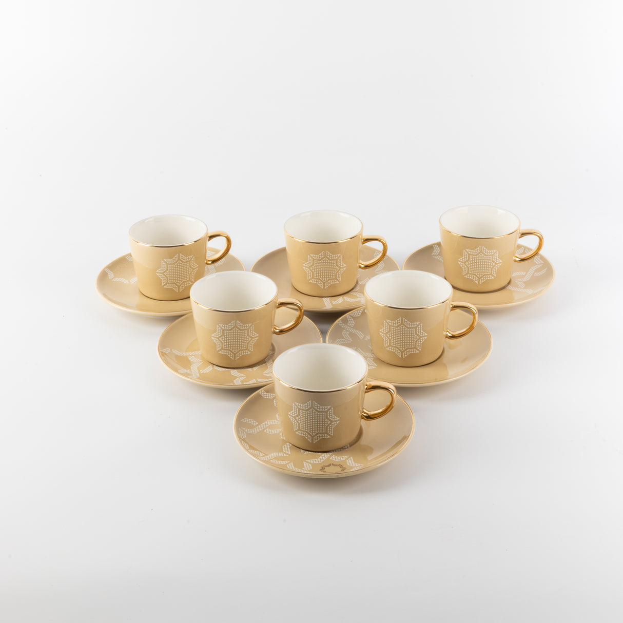Octara - Espresso/Turkish Coffee Set (12-Pc) - Ivory & Gold