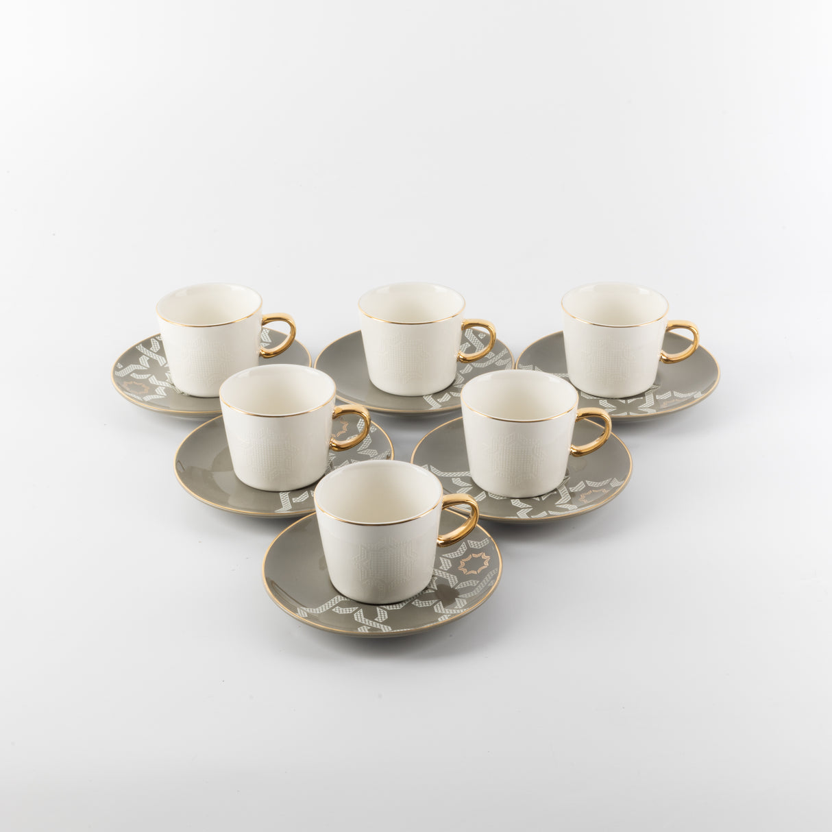 Octara - Espresso/Turkish Coffee Set (12-Pc) - Grey & Gold
