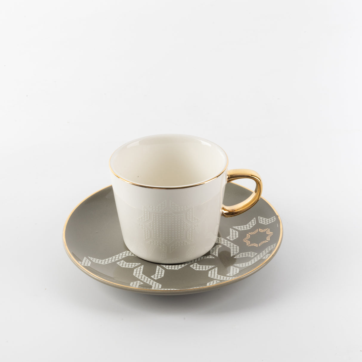 Octara - Espresso/Turkish Coffee Set (12-Pc) - Grey & Gold