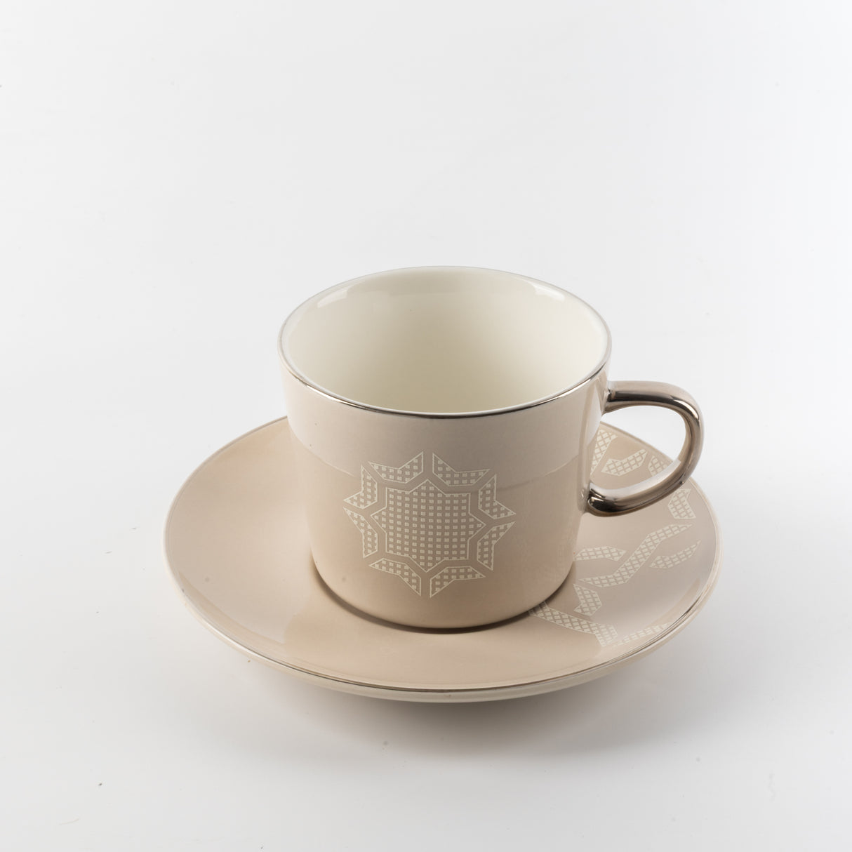 Octara - Cappuccino Set (12-Pc) - Beige & Silver